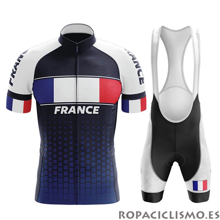 2020 Maillot Campeon Francia Tirantes Mangas Cortas Azul Blanco Rojo(3)